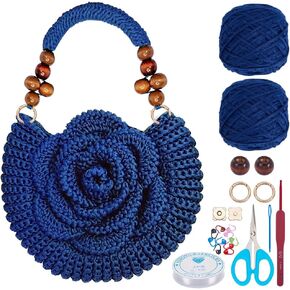 ACRNIGHEET Crochet Kit for Beginners Crochet Purse Bag for Women DIY Tote Bag Making Kit with Step-by-Step Tutorials Hobbies Project for Starter Boho Style Gift for Friends