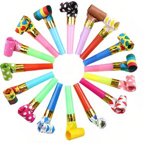 30-Pack Colorful Party Blowouts Noise Makers - Squawker Horns for Birthday, Wedding, New Year, Graduation - Fun Creative Toy Whistles with Automatic Roll-Out & Durable Material (Random Colors)