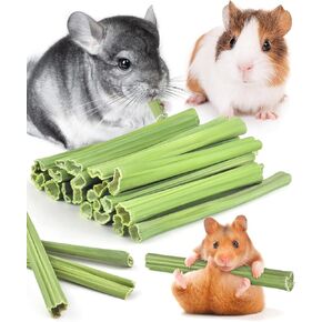 Bissap 25 PCS Guinea Pigs Chew Sticks, Natural Papaya Stems Bunny Chews Treats for Hamsters Chinchillas Small Animals Organic Molar Chewing Snack