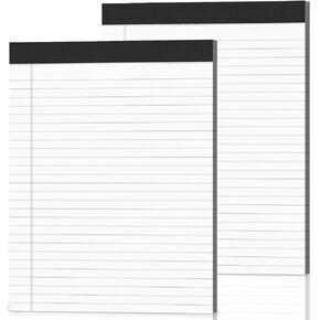 2-Pack Legal Pads 8.5"x11" Wide Ruled Note Pads - 100 Sheets (50/Pad) with Micro-Perforated Notepad & Chipboard Backing To-Do Lists Thick Lined Writing Paper Notebook for School & Office Supplies