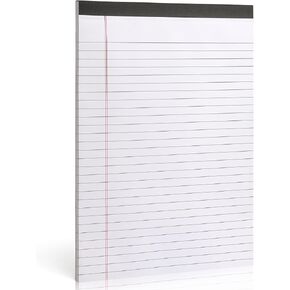 ZZTX Legal Pads 8.5 x 11 Inch White Writing Notepad, Lined Writing Pads for Work Office School, 50 Sheets Per Pad, A4, 1 Pack