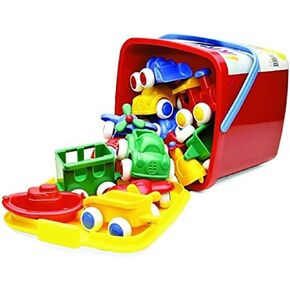 Viking Vehicles & Boats Bucket Set - 15 Piece Assortment of 4" Primary Color Cars, Trucks and Boats