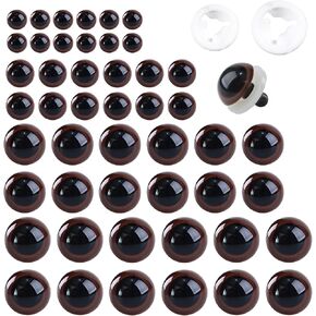 Motofitool 48pcs عيون السلامة لأميجورومي مع غسالات ، 10/12/10/16/18 ملم عيون سلامة بلاستيكية بنية لدمى الكروشيه ، والحيوانات المحشوة ، ومشاريع DIY ، وهدية لعشاق الكروشيه وعشاق الحرفية