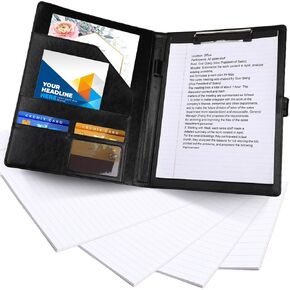 5 Pack Professional Leather Padfolio Folder Binder with Clipboard and 4 Pack 8. 5 x 11 in Notepads A4 Legal Pads Holder Business Portfolio for Men & Women Organizer Resume, Card, Documents Office Gift