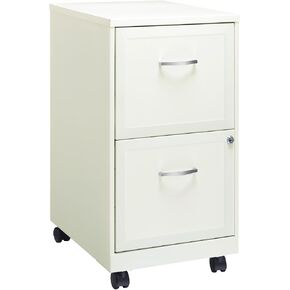 Realspace 18"D SOHO Vertical Letter-Size Mobile File Cabinet, 2 Drawers, Pearl White