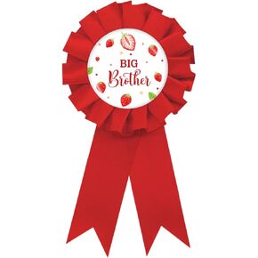Strawberry Big Brother Tinplate Badge Pin, Berry Brother to Be Pin, Berry Sweet Happy Birthday Button for Boy, Red Rosette Birthday Boy Award Ribbon, Strawberry Baby Shower Party Favors