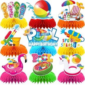 Pool Birthday Party Decorations, Summer Birthday Party Decorations, Summer Pool Birthday Party Table Decoration Centerpieces, 9Pcs