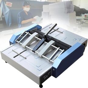 Booklet Maker Paper Folder Folding Machine,A3 Saddle Stitch Flat-Clinch Binding Machine,5 Nail Positions for 24/6 Type Staples for Printing Factories and Schools