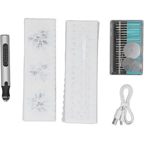 Xolsurg Electric Engraving Pen Set Mini Silver Rechargeable Engraving Machine with Battery Applicable for Personalized Accessories