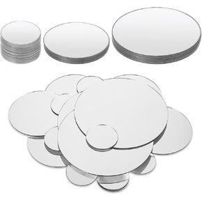 40 Pcs Mini Size Round Mirrors, Small Round Craft Mirrors, Mirror Stickers Adhesive Mirror, Mini Mosaic Mirror Tiles(1", 2", 3")