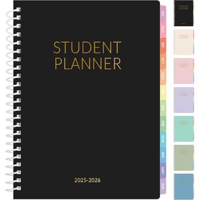 Student Planner 2025-2026, SUNEE Academic Weekly & Monthly Planner, Jul. 2025 - Jun. 2026, 6.5"×8.3" Middle & High School Planner, Lesson Plan Book with Week's Goals, Bookmark, Monthly Tabs, Black