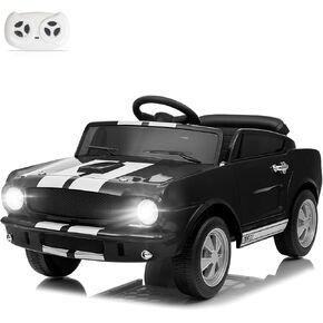 Winado 12V Licensed Shelby Electric Car for Kids, Battery Powered Ride On Toy for Toddlers with Remote Control, Upgrade Panel, Bluetooth, Shock Absorbers, Safety Belt, 3 Speeds, LED Lights - Black