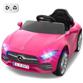 12V Kids Electric Car Remote Control Ride On Car Bluetooth USB Music Player 3.1MPH Max Speed Battery Powered Roadster Gift for Boys and Girls-Rosy