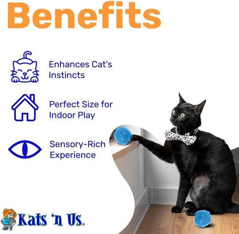 Kats'N Us Cat Ball Toy with Real Rabbit Fur - Pom Pom Balls - Multicolored Cat Pom Pom Balls 5 Pack in Saudi Arabia