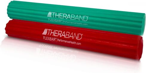 THERABAND FlexBar، شريط علاج مرفق التنس، يخفف آلام التهاب الأوتار ويحسن قوة القبضة، شريط مقاومة لمرفق لاعبي الغولف والتهاب الأوتار، متوسط ​​ثقيل، 2 حزمة، أخضر / أزرق in Saudi Arabia