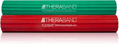 THERABAND FlexBar، شريط علاج مرفق التنس، يخفف آلام التهاب الأوتار ويحسن قوة القبضة، شريط مقاومة لمرفق لاعبي الغولف والتهاب الأوتار، متوسط ​​ثقيل، 2 حزمة، أخضر / أزرق in Saudi Arabia