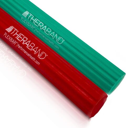 THERABAND FlexBar، شريط علاج مرفق التنس، يخفف آلام التهاب الأوتار ويحسن قوة القبضة، شريط مقاومة لمرفق لاعبي الغولف والتهاب الأوتار، متوسط ​​ثقيل، 2 حزمة، أخضر / أزرق in Saudi Arabia