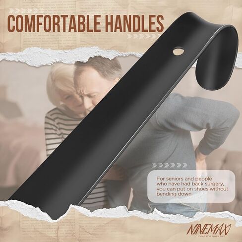 NINEMAX Shoe Horn Long Handle for Seniors,16.5" Long Shoehorn Metal for Men Women,Stainless Steel Shoe Horns with Hook Handle in Kuwait