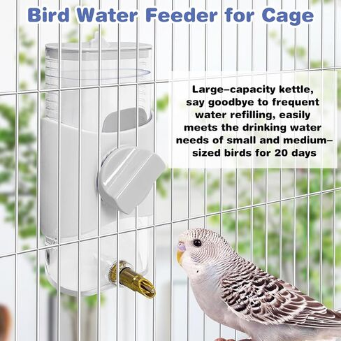 موزع مياه Pinvnby Bird 9.47 Fl Oz ببغاء التلقائي التلقائي ماء معلق موزع المياه الملحقات للطيور للببغاء بودجي لوف بيرد كوكاتييل فينش (أبيض) in Saudi Arabia