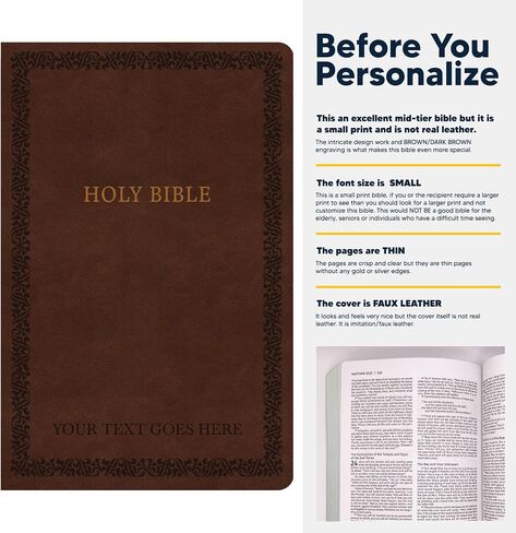 Personalized Soft Touch NIV Holy Bible with Custom Name Includes Up to 3 Rows of Text | Custom Gift for Christian & Religious Celebrations (Brown) in Saudi Arabia