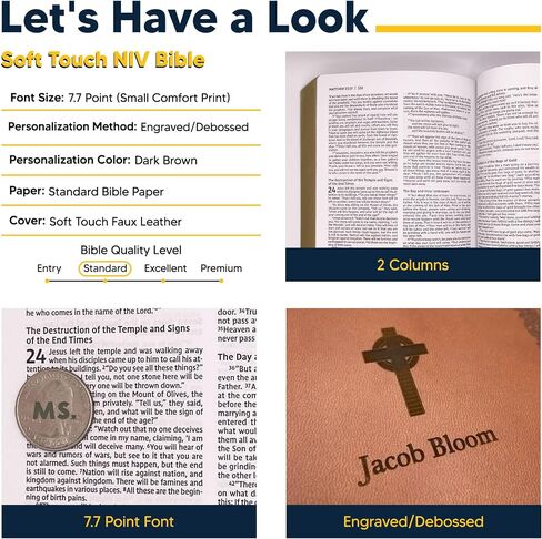 Personalized Soft Touch NIV Holy Bible with Custom Name Includes Up to 3 Rows of Text | Custom Gift for Christian & Religious Celebrations (Brown) in Saudi Arabia
