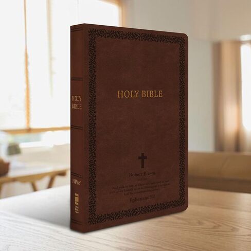 Personalized Soft Touch NIV Holy Bible with Custom Name Includes Up to 3 Rows of Text | Custom Gift for Christian & Religious Celebrations (Brown) in Saudi Arabia