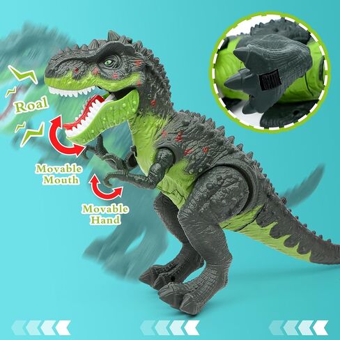 ألعاب الديناصورات الكهربائية للأطفال-Tyrannosaurus الصغيرة مع ذيل قابلة للانفصال لهب وأصوات واقعية ، أفضل هدايا دينو للبنين والبنات 3-5 5-7 in Kuwait