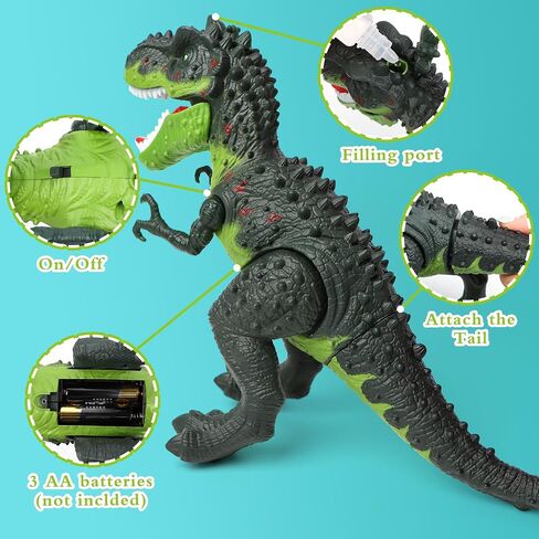 ألعاب الديناصورات الكهربائية للأطفال-Tyrannosaurus الصغيرة مع ذيل قابلة للانفصال لهب وأصوات واقعية ، أفضل هدايا دينو للبنين والبنات 3-5 5-7 in Kuwait