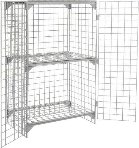 Global Industrial Commercial 1-Tier 2 Door Wire Mesh Security Locker, 36" W x 24" D x 36" H, Gray, Unassembled, Industrial Wide-Span Security Cage, Bulk Storage Locker in Kuwait