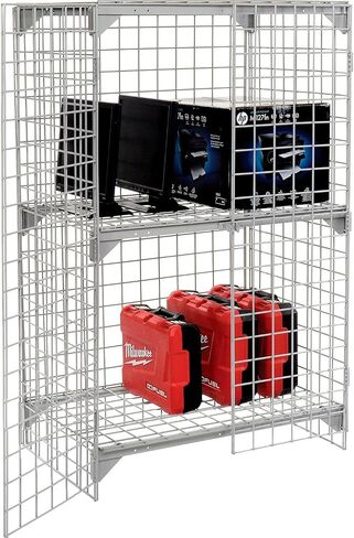 Global Industrial Commercial 1-Tier 2 Door Wire Mesh Security Locker, 36" W x 24" D x 36" H, Gray, Unassembled, Industrial Wide-Span Security Cage, Bulk Storage Locker in Kuwait