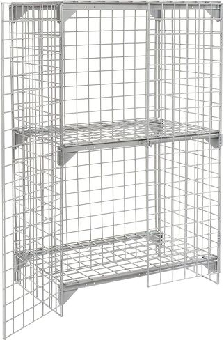 Global Industrial Commercial 1-Tier 2 Door Wire Mesh Security Locker, 36" W x 24" D x 36" H, Gray, Unassembled, Industrial Wide-Span Security Cage, Bulk Storage Locker in Kuwait