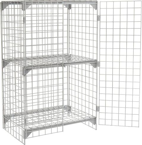 Global Industrial Commercial 1-Tier 2 Door Wire Mesh Security Locker, 36" W x 24" D x 36" H, Gray, Unassembled, Industrial Wide-Span Security Cage, Bulk Storage Locker in Kuwait