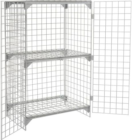 Global Industrial Commercial 1-Tier 2 Door Wire Mesh Security Locker, 36" W x 24" D x 36" H, Gray, Unassembled, Industrial Wide-Span Security Cage, Bulk Storage Locker in Kuwait