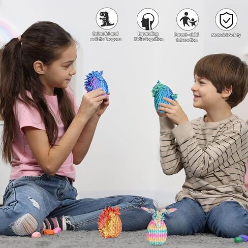 4PCS 3D Printed Dragon Eggs with Articulated Dragons,Mystery Toys Gifts for Kids Adults Easter Basket Stuffers Christmas Stocking Fillers Home Office Decor (Multicolor SetA-4pcs) in Kuwait