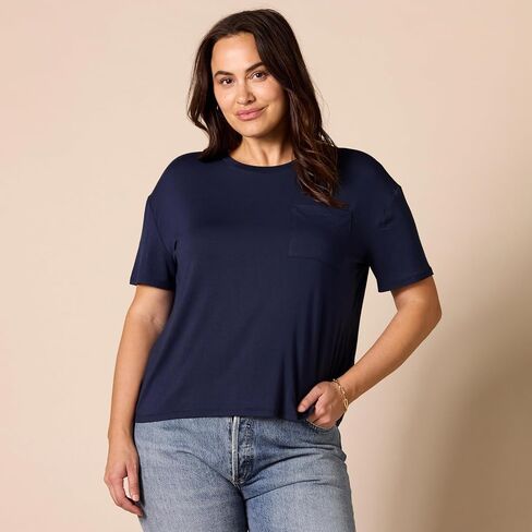 Amazon Essentials Women's Jersey Relaxed-Fit Short-Sleeve Crewneck Pocket T-Shirt, Pack of 2 in Saudi Arabia