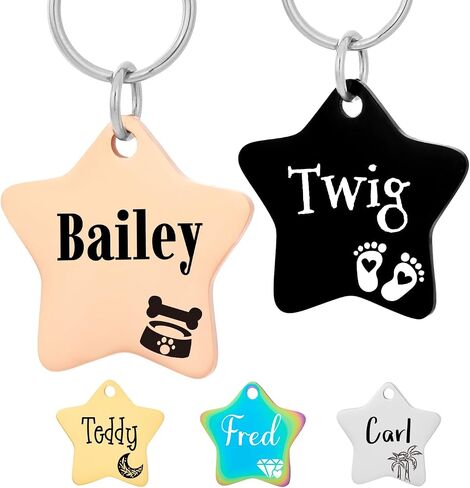 Personalized Pattern Cat and Dog ID Tags,Lovely pet Dog Tags Engraved,Customize Tags for Small Pets and Large Dogs.9 Shapes of Double-Sided Laser Engraved Stainless Steel Dog Tags (Circle) in Kuwait
