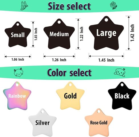 Personalized Pattern Cat and Dog ID Tags,Lovely pet Dog Tags Engraved,Customize Tags for Small Pets and Large Dogs.9 Shapes of Double-Sided Laser Engraved Stainless Steel Dog Tags (Circle) in Kuwait