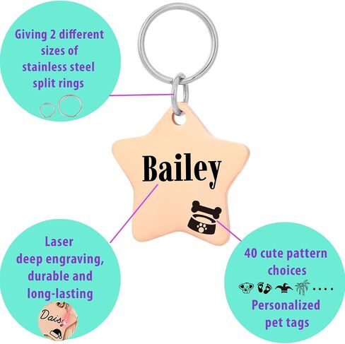 Personalized Pattern Cat and Dog ID Tags,Lovely pet Dog Tags Engraved,Customize Tags for Small Pets and Large Dogs.9 Shapes of Double-Sided Laser Engraved Stainless Steel Dog Tags (Circle) in Kuwait