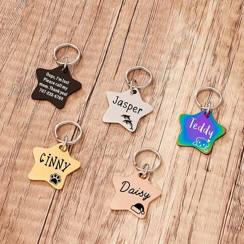 Personalized Pattern Cat and Dog ID Tags,Lovely pet Dog Tags Engraved,Customize Tags for Small Pets and Large Dogs.9 Shapes of Double-Sided Laser Engraved Stainless Steel Dog Tags (Circle) in Kuwait