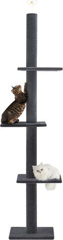 Max & Marlow Cat Tree Floor to Ceiling Cat Tower Height 95-108" Adjustable Kitten Tree Tall Climbing Tree with Carpet Scratching Post and Mat Cat Pole for Indoor Cats,Dark Brown in Kuwait