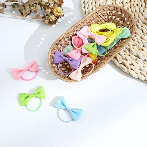40PCS (20 Pairs) Dog Hair Bows with Rubber Bands, Puppy Dog Bows for Small Size Dog Girls, Mix Colors Dog Hair Ties, Dog Hair Accessories Girl for Daily Use Birthday(Type A) in Kuwait