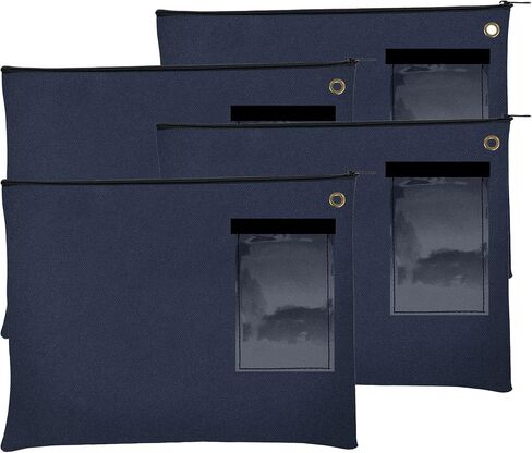 BankSupplies Canvas Zipper Bags | 14W x 11H | Set of 4 | Large Storage Bags | Grommet for Zip Tie & Padlock | 5W x 3H Framed Cardholder | Zipper Closure | Bank Bags in Saudi Arabia
