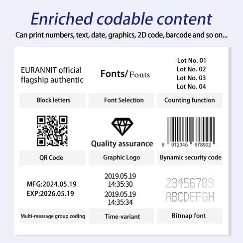 Automatic Inkjet Coding Machine for Production Line, 260E TIJ Inkjet Printer with 7" Touchable Screen for Date/Batch/QRCode/Barcode/Logo etc (1 Nozzle / 0.5 in) in Saudi Arabia