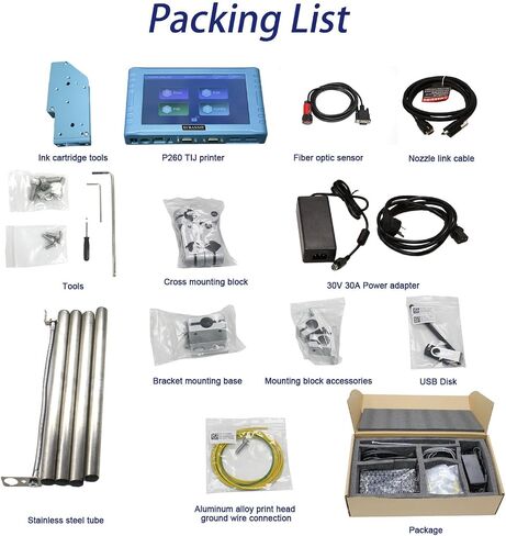 Automatic Inkjet Coding Machine for Production Line, 260E TIJ Inkjet Printer with 7" Touchable Screen for Date/Batch/QRCode/Barcode/Logo etc (1 Nozzle / 0.5 in) in Saudi Arabia