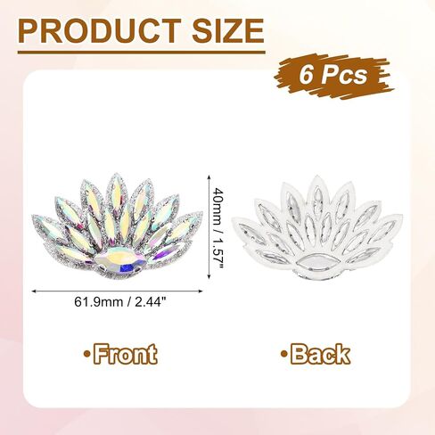 بقع Uxcell 6pcs مصنوعة يدويًا ، أزياء بلورية من الزجاج الطاووس ، خياطة على رقعة الراين للملحقات للخياطة DIY ، متعدد الألوان in Saudi Arabia
