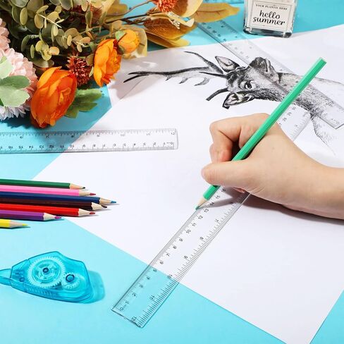 Zonon 100 Pieces 12 Inch Ruler Bulk Clear Plastic Flexible Straight Metric Rulers with Centimeters and Inches Drafting Measuring Tool for Classroom School Students Education in Saudi Arabia