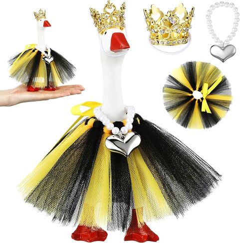 7 Inch Mini Desk Goose Outfits with Crystal Rhinestone Tiara Crown Necklace Tutu Dress Magnetic Goose Key Holder Princess Customs for Magnetic Duck Statue Desk Key Holder Decor(Pink) in Saudi Arabia