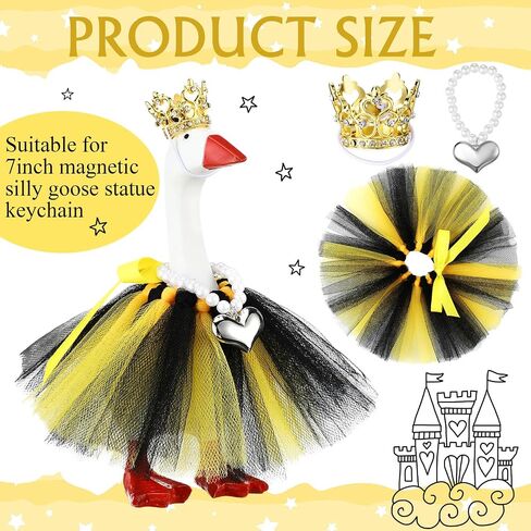 7 Inch Mini Desk Goose Outfits with Crystal Rhinestone Tiara Crown Necklace Tutu Dress Magnetic Goose Key Holder Princess Customs for Magnetic Duck Statue Desk Key Holder Decor(Pink) in Saudi Arabia
