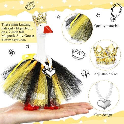 7 Inch Mini Desk Goose Outfits with Crystal Rhinestone Tiara Crown Necklace Tutu Dress Magnetic Goose Key Holder Princess Customs for Magnetic Duck Statue Desk Key Holder Decor(Pink) in Saudi Arabia