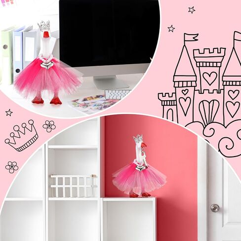 7 Inch Mini Desk Goose Outfits with Crystal Rhinestone Tiara Crown Necklace Tutu Dress Magnetic Goose Key Holder Princess Customs for Magnetic Duck Statue Desk Key Holder Decor(Pink) in Saudi Arabia